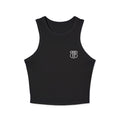 Racerback Tank Top — ‘BAR 17’ Badge Graphic Cropped Rib Tank